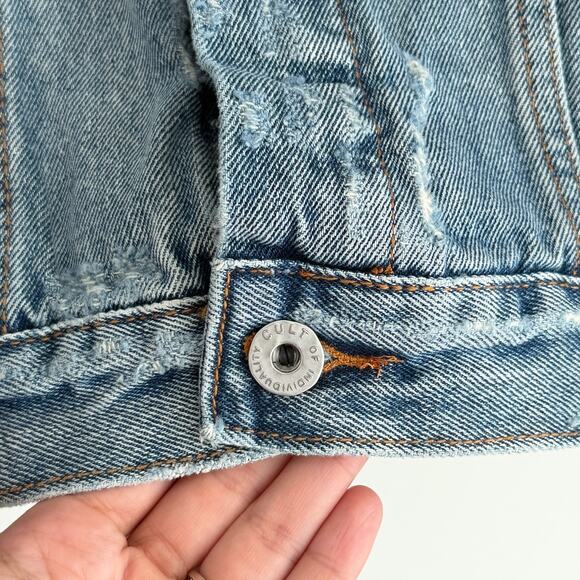 Cult of Individuality Denim Jacket Mens XXL No Saints Without Sinners Distressed - Picture 7 of 11